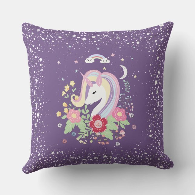 Coussin Illustration de licorne de poutre (Verso)