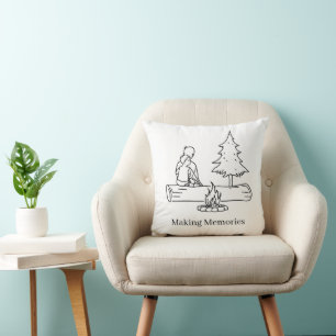 Coussin Illustration de ligne minimaliste de papa de campi