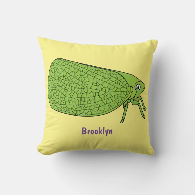 Coussin Illustration de l'insecte de la trémie verte mûre (Recto)