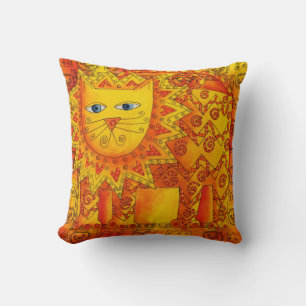 Coussin Illustration de lion à l'aquarelle à motifs