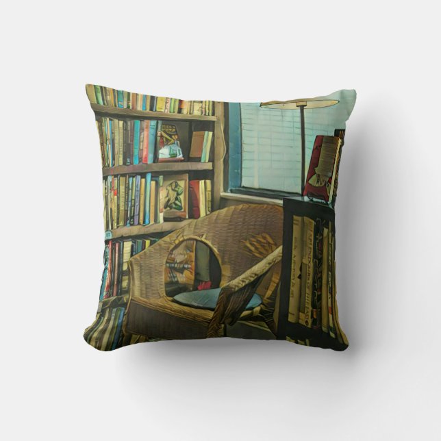 Coussin Illustration de livre vintage (Recto)