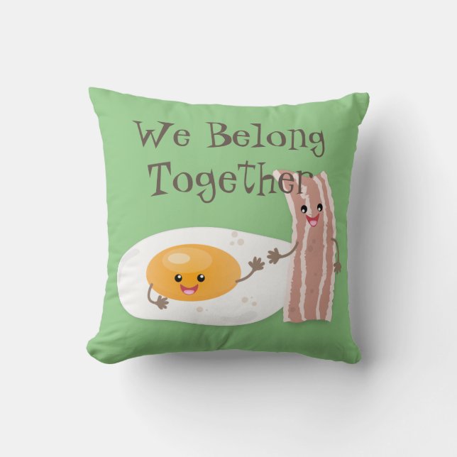 Coussin Illustration de l'oeuf de Cute kawaii et du bacon (Recto)