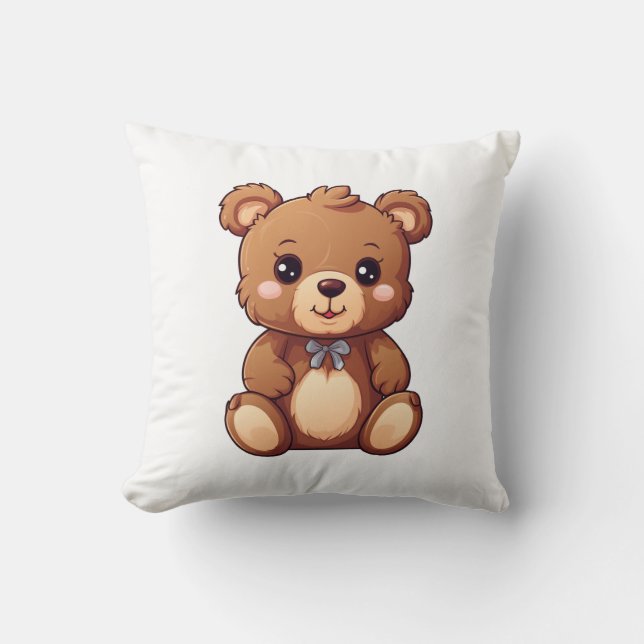 Coussin Illustration de l'ours de dessin (Recto)