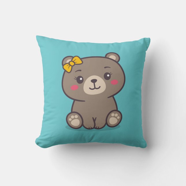 Coussin Illustration de l'ours en peluche (Recto)