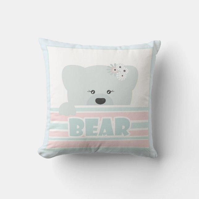 Coussin Illustration de l'ours en peluche pour enfants (Recto)