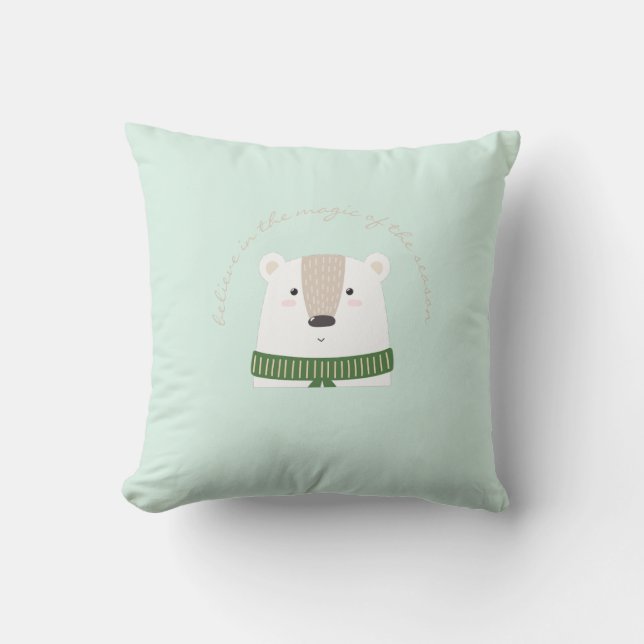 Coussin Illustration de l'ours polaire adorable (Recto)