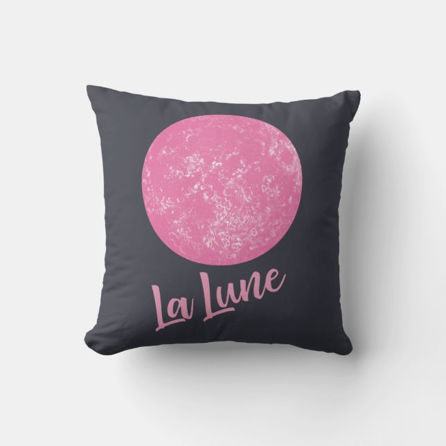Coussin Illustration de lune rose mignonne Français La Lun (Recto)