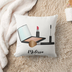 Coussin Illustration De Maquillage Avec Nom Personnalisé