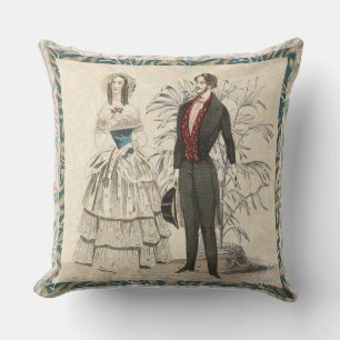 Coussin Illustration de mariage victorien vintage 1844