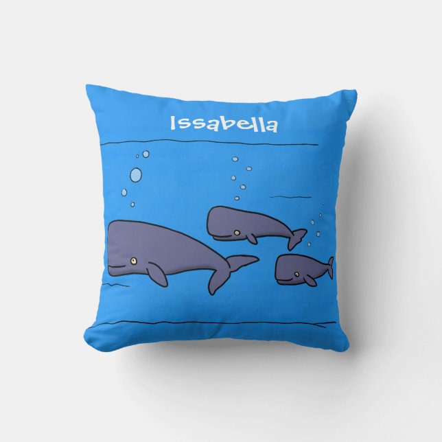Coussin Illustration de mignonne migratrice de baleines à  (Recto)