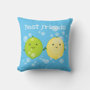 Coussin Illustration de mignons amis citron et citron vert