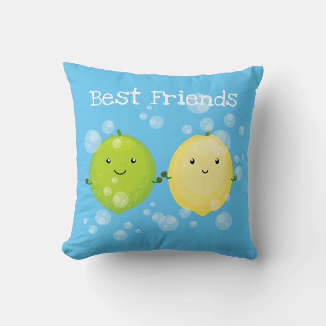 Coussin Illustration de mignons amis citron et citron vert (Recto)