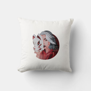 Coussin Illustration de Mujina rouge et noire