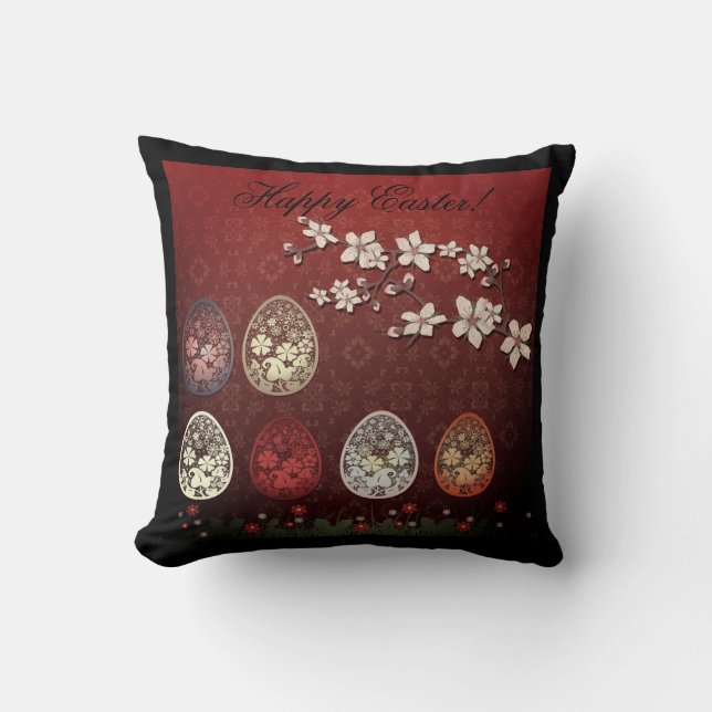 Coussin Illustration de Pâques, oeufs de Pâques, Pâques (Recto)