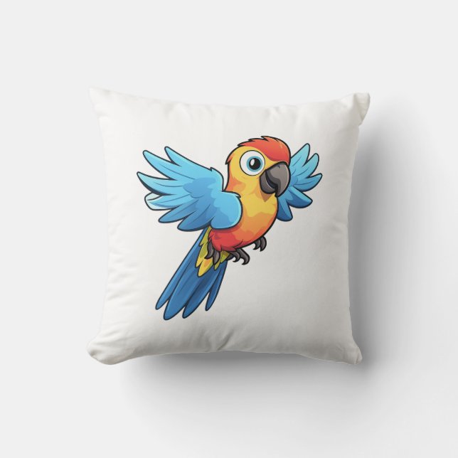 Coussin Illustration de perroquet de dessin animé (Recto)