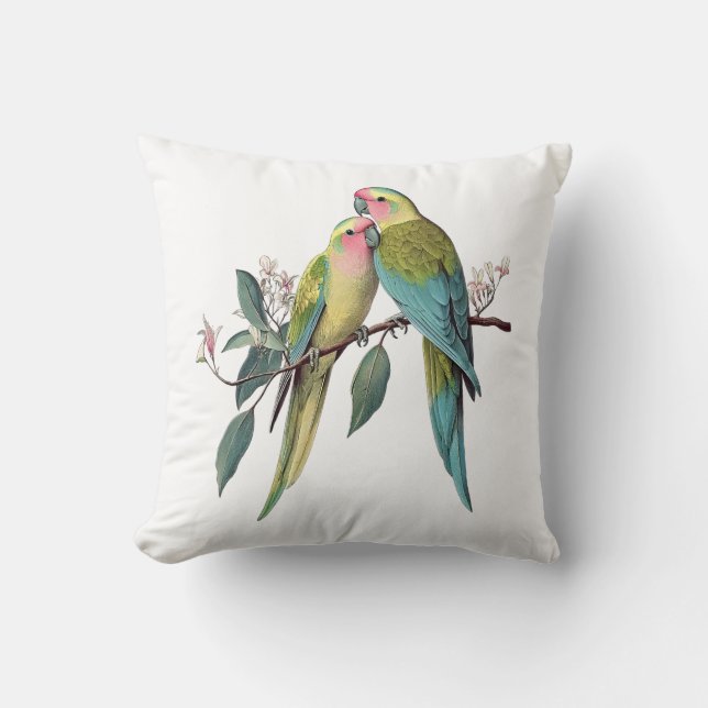 Coussin Illustration de perroquets princesses vintage (Recto)