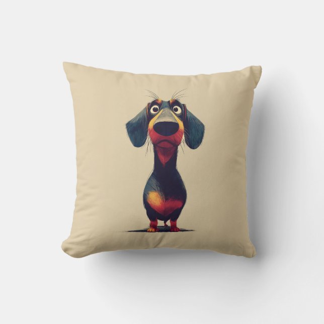 Coussin Illustration de personnage de teckel fantaisiste (Recto)