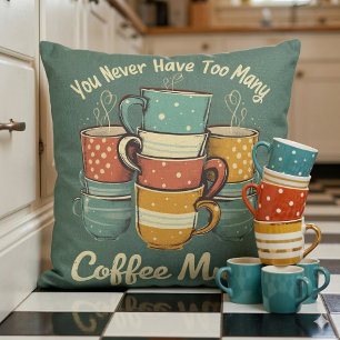 Coussin Illustration de pile de tasses à café rétro