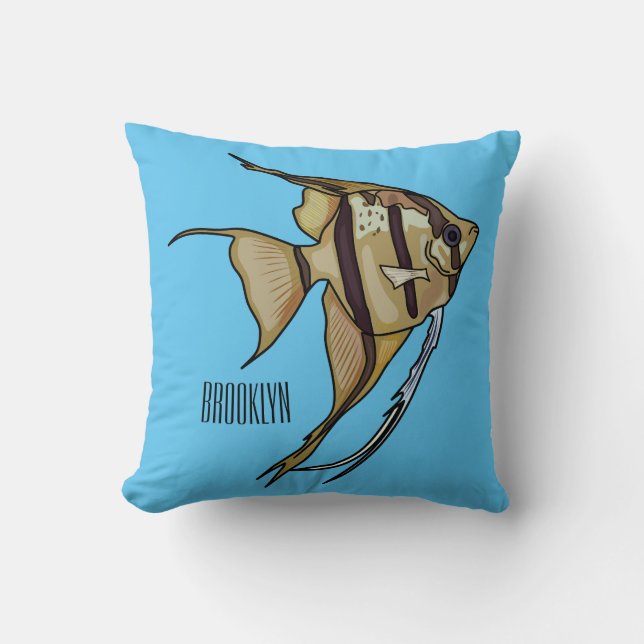 Coussin illustration de poisson ange de dessin animé (Recto)
