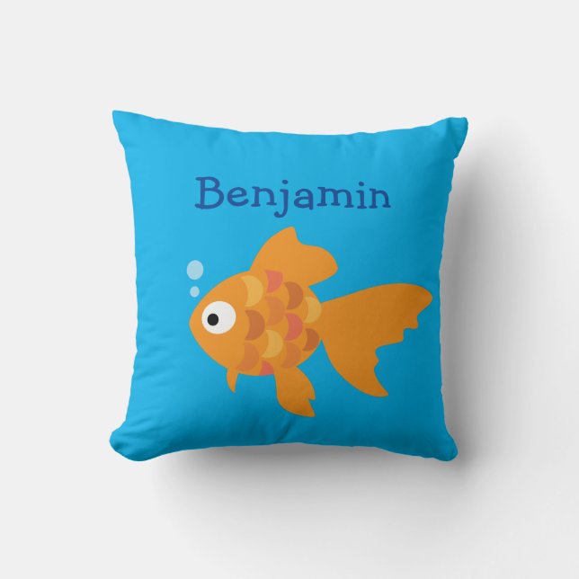 Coussin Illustration de poisson d'or convivial (Recto)