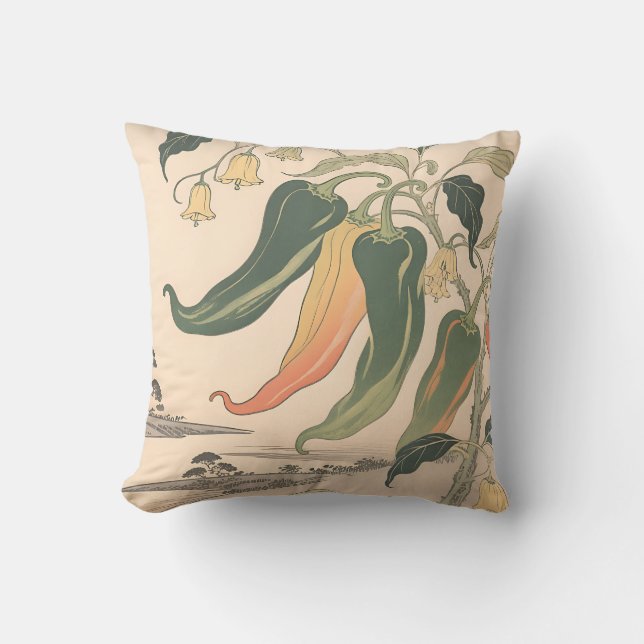 Coussin Illustration de poivre chili vintage (Recto)