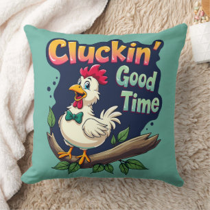 Coussin Illustration de poulet amusant pour le bon temps d