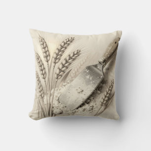Coussin Illustration de racloir de pâte en farine avec des