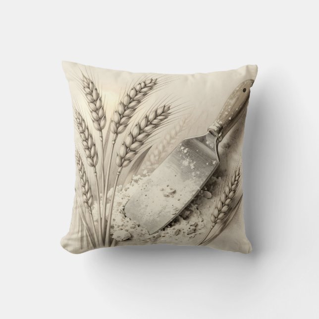 Coussin Illustration de racloir de pâte en farine avec des (Recto)