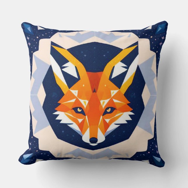 Coussin Illustration de renard géométrique (Recto)