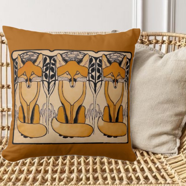 Coussin Illustration de renards Art Nouveau | Faune forest (Créateur téléchargé)