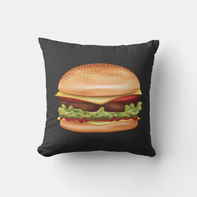 Coussin Illustration de restauration rapide Hamburger sur  (Recto)