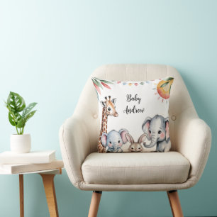 Coussin Illustration de safari d'animaux à l'aquarelle mig