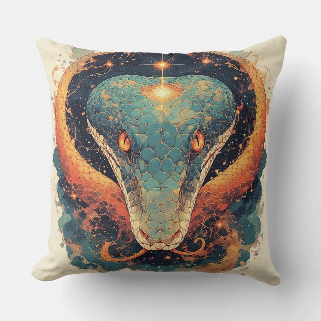 Coussin Illustration de serpent ardent pour une décoration (Recto)