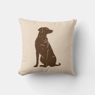 Coussin Illustration de silhouette de labrador noir 