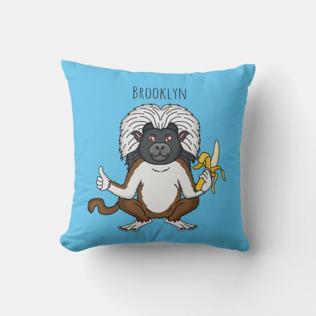 Coussin Illustration de singe Tamarin à tête de coton de s (Recto)