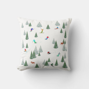 Coussin Illustration de skieurs en ski de descente