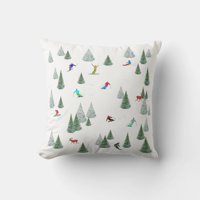 Coussin Illustration de skieurs en ski de descente  (Recto)