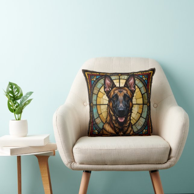 Coussin Illustration de style Malinois belge en verre vern (Chaise)