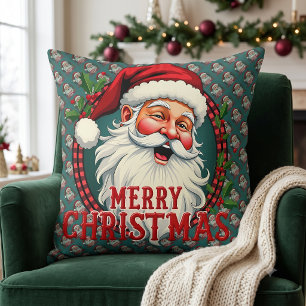 Coussin Illustration de style vintage de Santa pour un joy