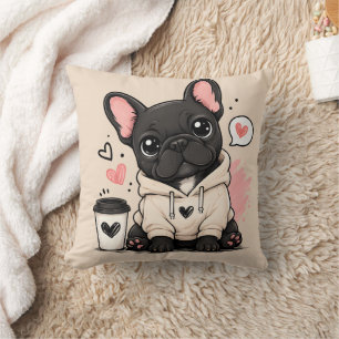 Coussin Illustration de sweat-shirt de Bouledogue Français