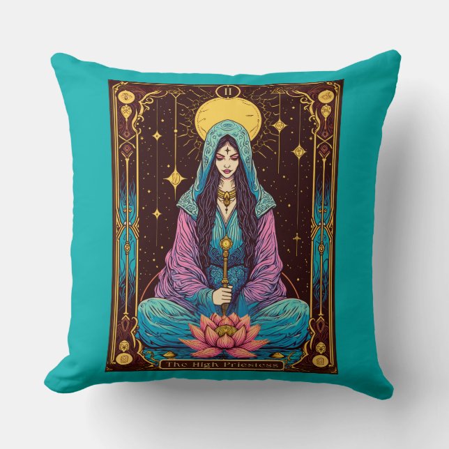 Coussin Illustration de Tarot, la Grande Prêtresse (Recto)