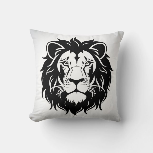 Coussin Illustration de tête de lion avec détails complexe (Recto)