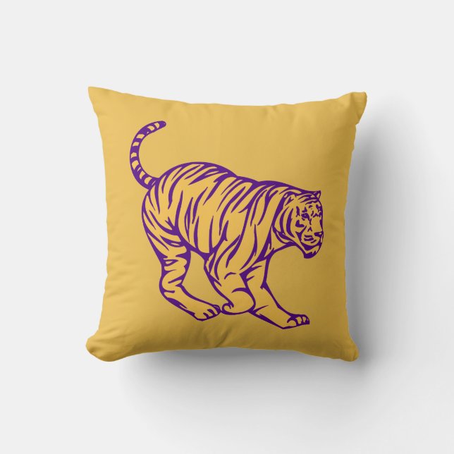 Coussin Illustration de tigre de chat sauvage de bandes vi (Recto)
