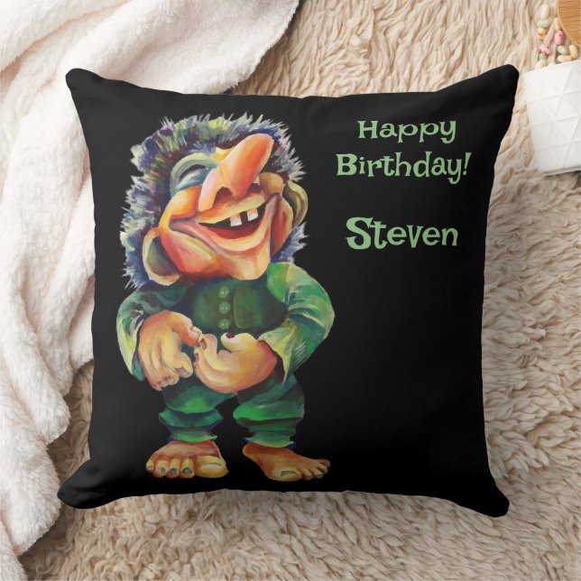 Coussin Illustration de troll drôle scandinave aquarelle (Couverture)