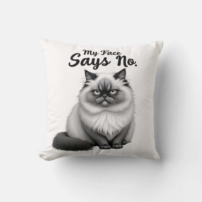 Coussin Illustration de visage de chat drôle – Art de chat (Recto)