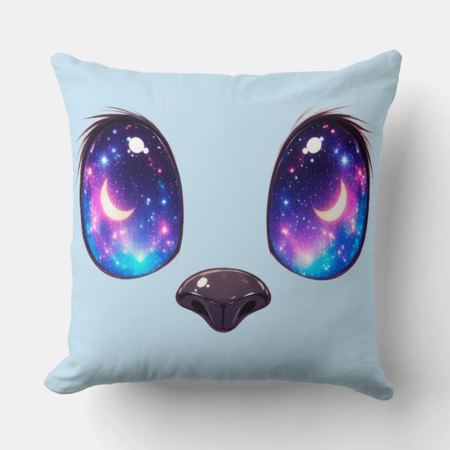 Coussin Illustration de visage de chat kawaii aux yeux arc (Recto)