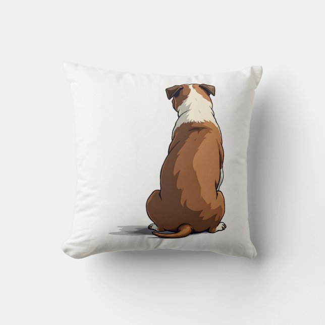 Coussin Illustration de vue arrière de bouledogue vintage  (Recto)