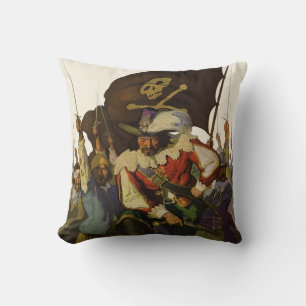 Coussin Illustration de Wyeth sur la vie de pirate vintage