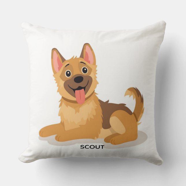 Coussin Illustration Décorative de Chiot Berger Allemand M (Recto)