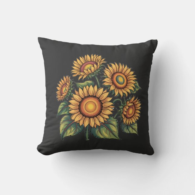 Coussin Illustration des abeilles de tournesol vintages Na (Recto)